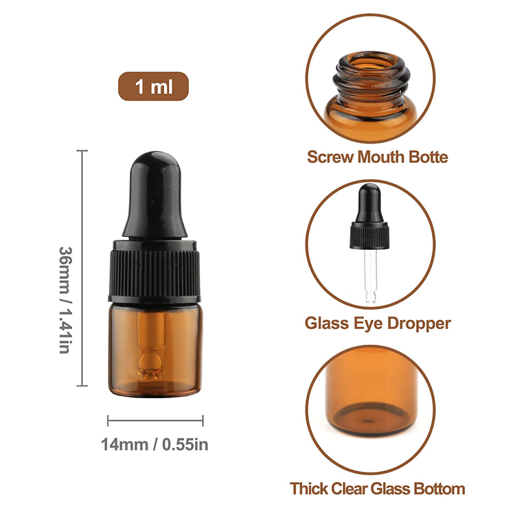 1ml Calibrated Glass Dropper Bottle